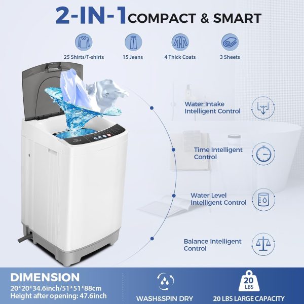 Nictemaw Portable Washer 20Lbs Capacity Touch Control White-1