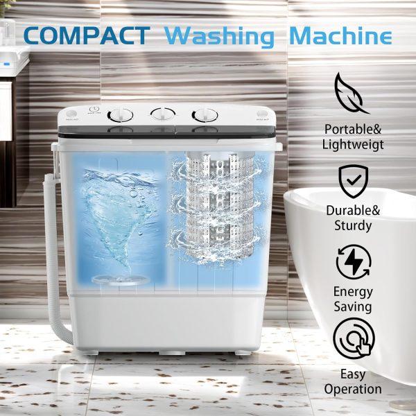 Erivess Portable Washing Machine Compact Twin Tub Stainless-3