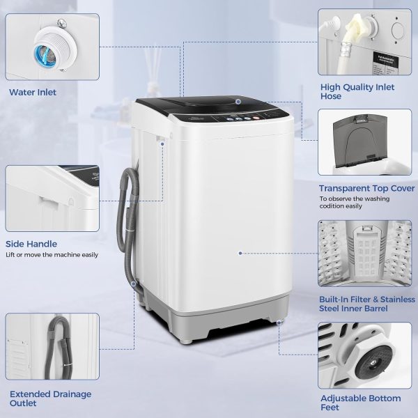 Nictemaw Portable Washer 20Lbs Capacity Touch Control White-7