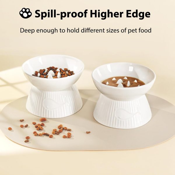 Kopmath Ceramic Slow Feeder Cat Bowl Raised Stand-6