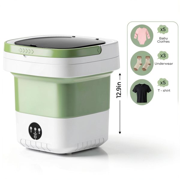 Minwoch Portable Washing Machine Foldable Green Auto Dose-1