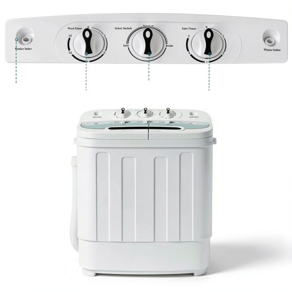 SUPER DEAL Twin Tub Portable Washer White Energy Efficient-2