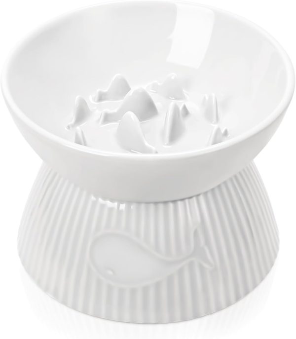 Kopmath Ceramic Slow Feeder Cat Bowl Raised Stand-0