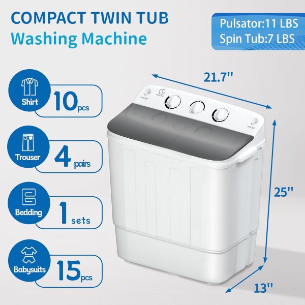 Erivess Portable Washing Machine Compact Twin Tub Stainless-6