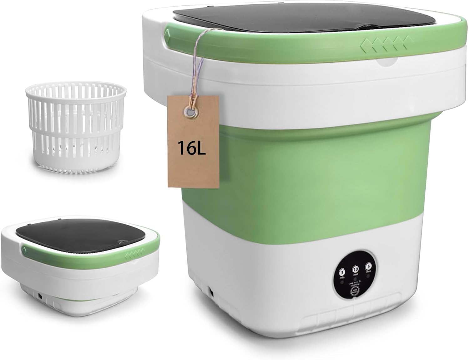 Sangukiro portable washing machine in green color on a countertop