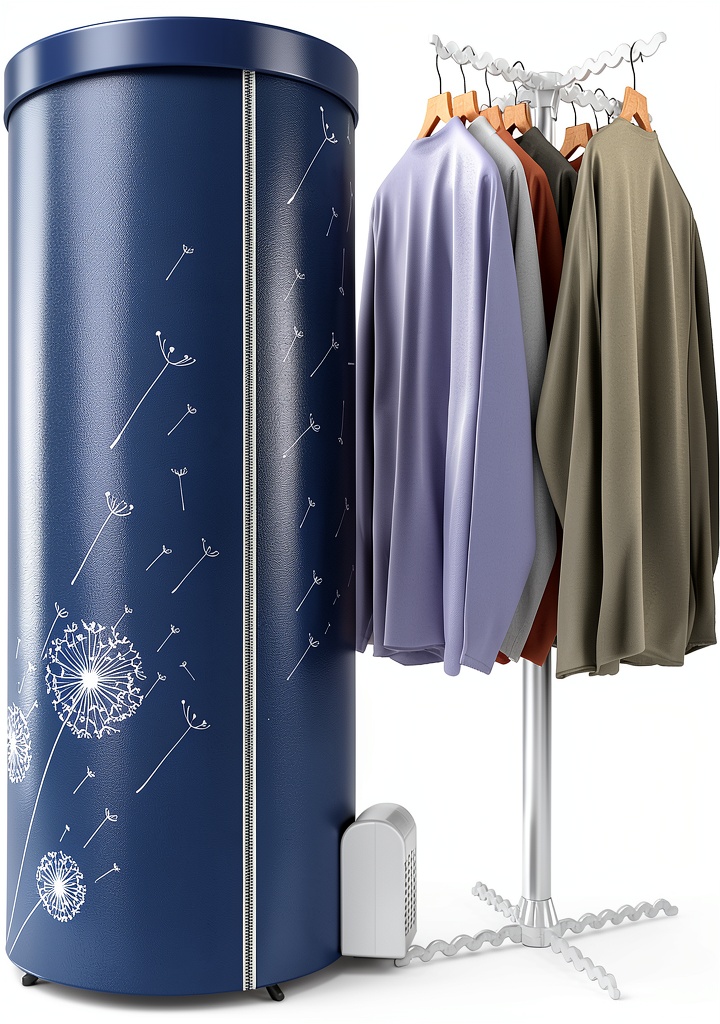 KASYDoFF portable dryer in a blue color setup in a small apartment