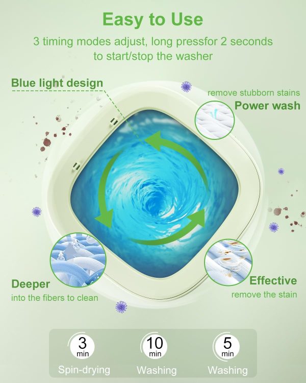 HTWXZX Portable Washing Machine Foldable 16L Green-1