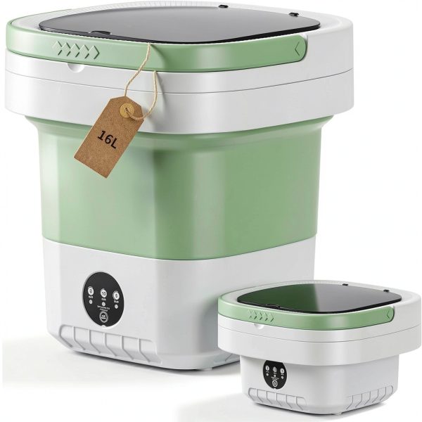 Minwoch Portable Washing Machine Foldable Green Auto Dose-0
