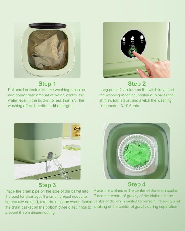 HTWXZX Portable Washing Machine Foldable 16L Green-5