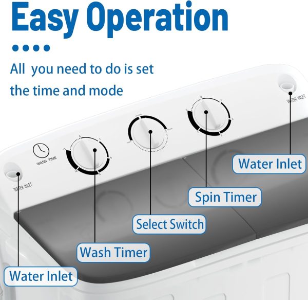 Erivess Portable Washing Machine Compact Twin Tub Stainless-5