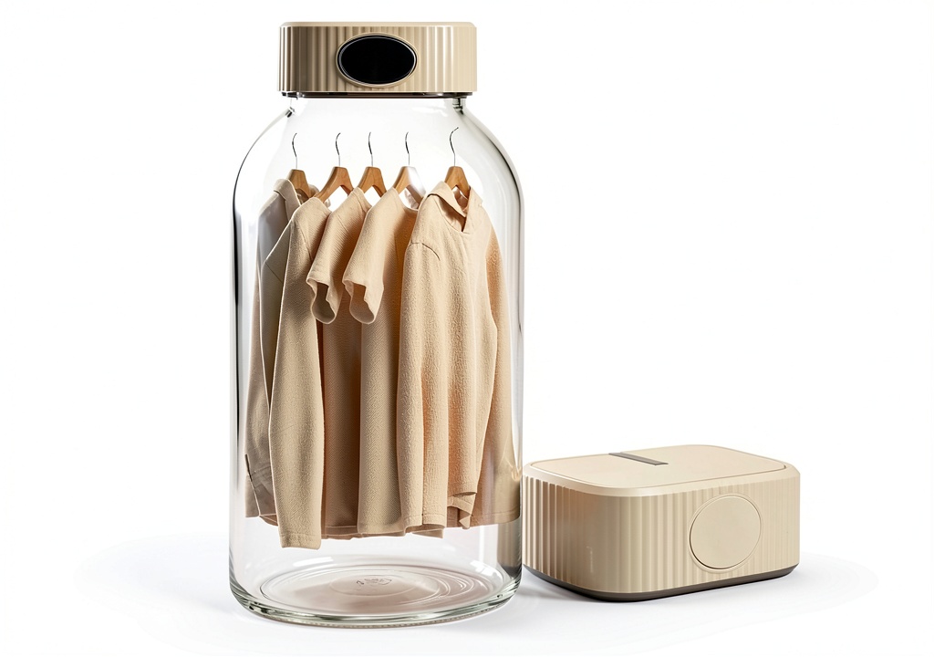 Scbestuygo portable dryer in khaki color on a countertop