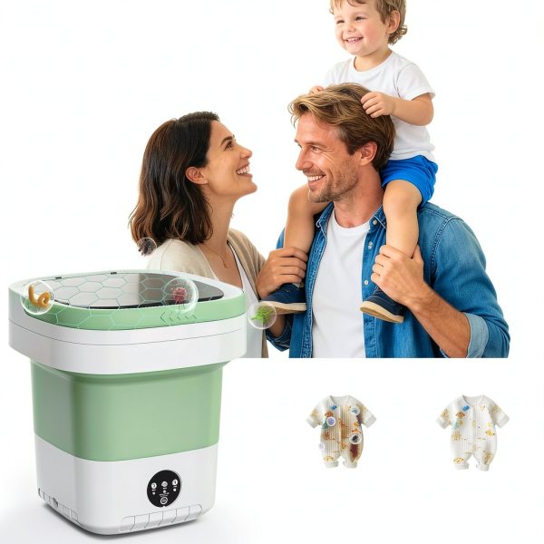 Minwoch Portable Washing Machine Foldable Green Auto Dose-3