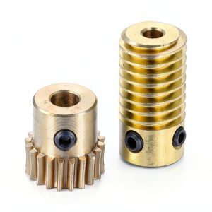 uxcell Brass Gear Set 0.5 Module 3mm Hole Worm Gear Wheel with Shaft-0