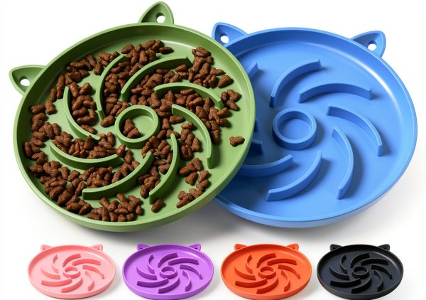 Sarnxgr Slow Feed Cat Bowl MAOMI201 Silicone Floral Vortex Design 6.4"-0