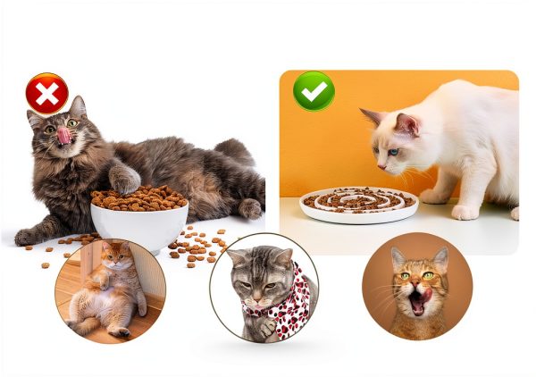SLSON Cat Ceramic Slow Feeder Bowl CAT BOWLS-373 Shallow Design-3