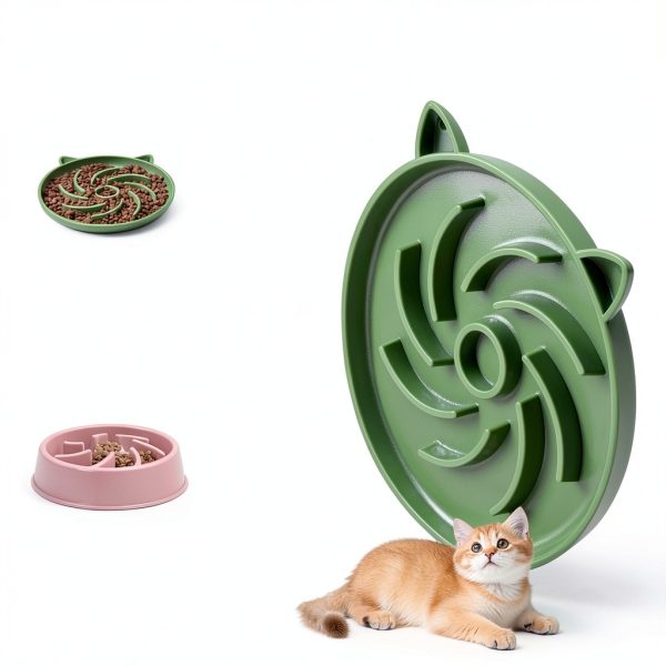 Sarnxgr Slow Feed Cat Bowl MAOMI201 Silicone Floral Vortex Design 6.4"-1