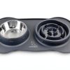 Pecute Dog Slow Feeder Bowl 17oz Grey Large Silicone 3-in-1-1