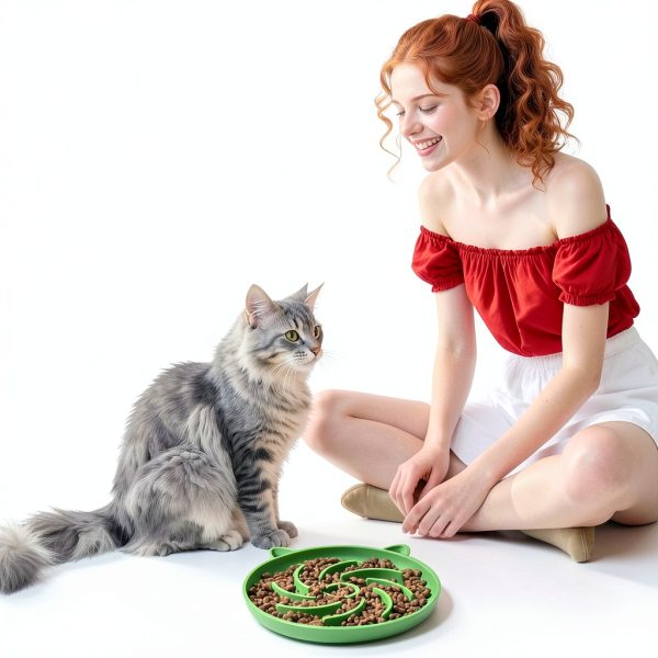 Sarnxgr Slow Feed Cat Bowl MAOMI201 Silicone Floral Vortex Design 6.4"-5