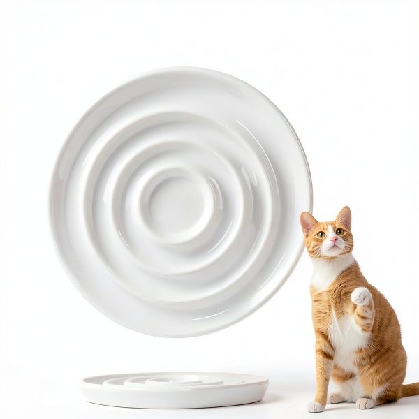 SLSON Cat Ceramic Slow Feeder Bowl CAT BOWLS-373 Shallow Design-2