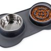 Pecute Dog Slow Feeder Bowl 17oz Grey Large Silicone 3-in-1-0